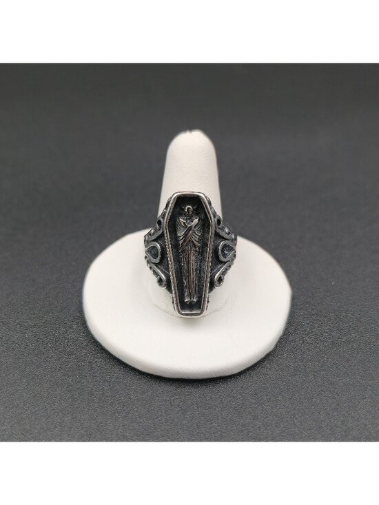 Other - Size 10.5 Stainless Steel Gothic Coffin Dark Aesthetic Band Ring A7458
